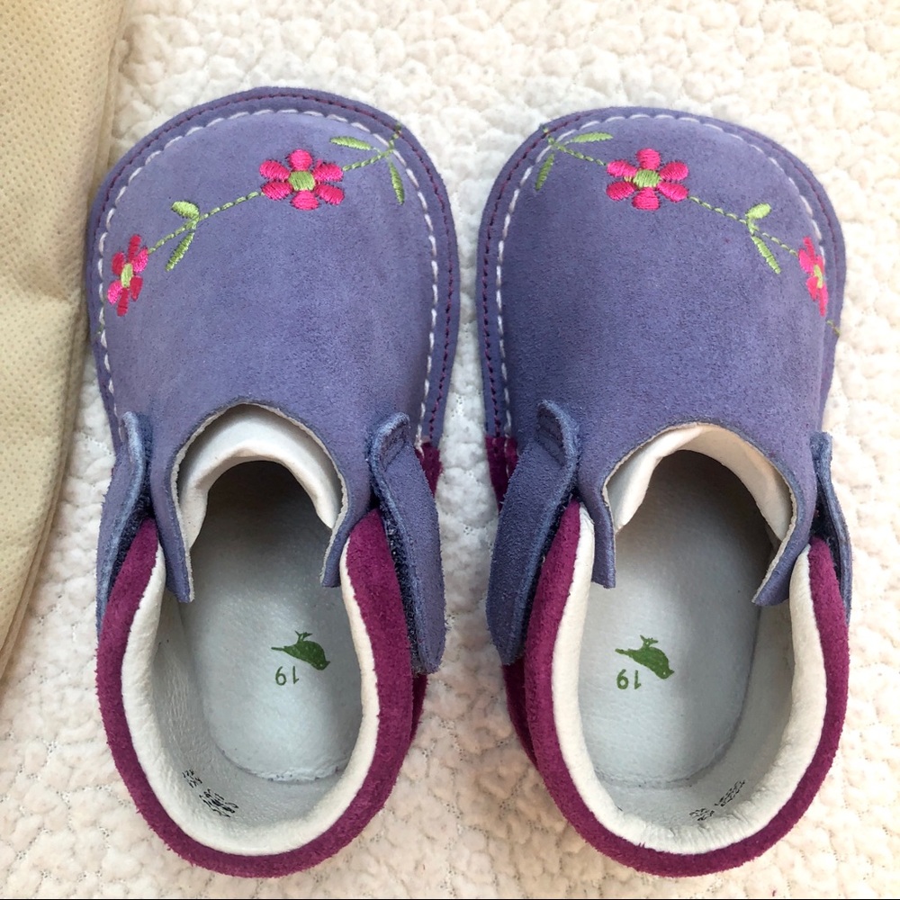 Pipit Suede Flower Lilac Fuchsia Baby Shoes Size 4 - Picture 4 of 10